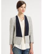 By Malene Birger Chambraytrimmed Striped Blazer - Lyst