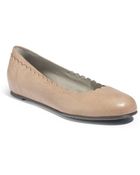 Eileen Fisher Scallop Tumbled Leather Ballet Flats - Lyst
