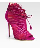 Jimmy Choo Kafira Mesh and Suede Laceup Ankle Boots - Lyst