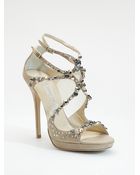 Jimmy Choo Viola Crystal Suede Sandals - Lyst