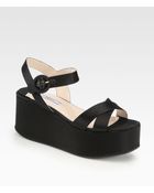 Prada Satin Platform Wedge Sandals - Lyst