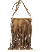 DKNY Tasseled Leather and Suede Shoulder Bag - Lyst