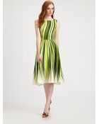 Oscar de la Renta Silk Palm Print Dress - Lyst