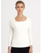 Donna Karan New York Draped Stretch Jersey Top - Lyst