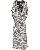Oscar de la Renta Printed Silk Crepe De Chine Kaftan - Lyst