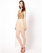 Aryn K. Maxi Dress with Sequin Bodice and Mesh Skirt - Lyst