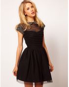 Asos Skater Dress With Embellished Collar - Lyst