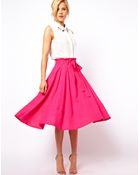 Asos Linen Midi Skirt with Belt - Lyst