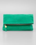 Clare Vivier Nubuck Foldover Clutch Bag - Lyst