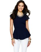 C. Wonder Lace Sleeve Peplum Top - Lyst