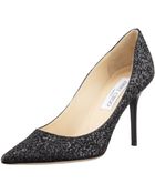 Jimmy Choo Agnes Glitter Pointedtoe Pumps - Lyst