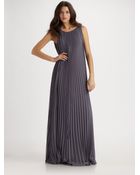 Halston Heritage Pleated Long Dress - Lyst