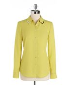 Adrianna Papell Embellished Button Down Blouse - Lyst