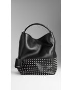 Burberry Medium Studded Leather Hobo Bag - Lyst