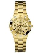 Guess Goldtone Chronograph Watch with Crystal Baguettes - Lyst