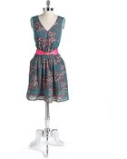 Jessica Simpson Belted Floral Print Dress - Lyst