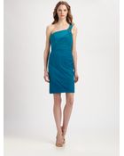 Ml Monique Lhuillier One-Shoulder Pleated Chiffon Dress - Lyst