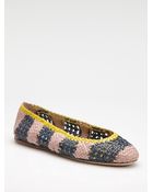 Prada Madras Striped Ballet Flats - Lyst