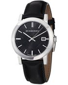 Burberry Mens Check Dial Leather Band Watch - Lyst