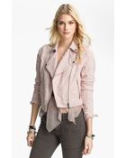 Free People Punched Denim Biker Jacket - Lyst