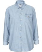 Topshop Denim Oversize Shirt - Lyst