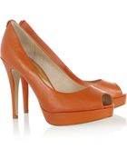 MICHAEL Michael Kors York Peeptoe Leather Pumps - Lyst