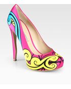 Nicholas Kirkwood Swirlprint Satin Platform Pumps - Lyst