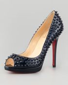 Christian Louboutin Yolanda Spikes Peep-toe Red Sole Pump - Lyst