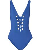 Karla Colletto Laceup Plungefront Swimsuit - Lyst