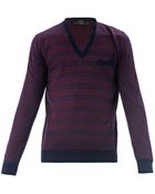 Alexander McQueen Jacquard Stripe V-neck Sweater - Lyst