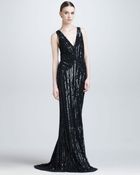 Elie Saab Sequined Plunging Evening Gown - Lyst