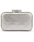 Lulu Guinness Silver Quilted Lips Patent Fifi Clutch - Lyst
