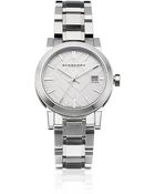 Burberry Round Stainless Steel Watch - Lyst