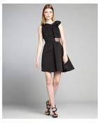 Cynthia Rowley Black Ribbed Cotton Blend Sheer Silk Paneled 'Ottoman' Dress - Lyst