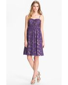Calvin Klein Metallic Print Chiffon Dress - Lyst