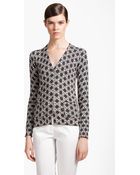 Jil Sander Navy Geometric Print Cardigan - Lyst