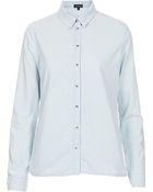Moto Bleach Crop Denim Shirt - Lyst