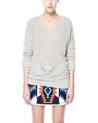 Zara Striped Sweater - Lyst
