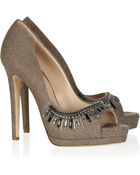 Oscar de la Renta Calvina Embellished Felt Pumps - Lyst