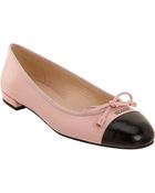 Prada Saffiano Cap Toe Ballet Flat - Lyst
