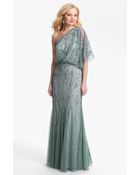Adrianna Papell Beaded One Shoulder Gown - Lyst