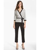 Alex Evenings Lace Faux Wrap Blouse - Lyst