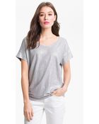 Eileen Fisher Metallic Knit Wedge Top - Lyst