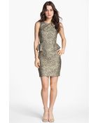 Erin by Erin Fetherston Metallic Peplum Sheath Dress - Lyst