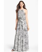 Jessica Simpson Scalloped Back Print Maxi Dress - Lyst