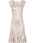 Oscar de la Renta Metallic Coated Stretch Silk Dress - Lyst