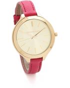Michael Kors Leather Slim Runway Watch - Lyst