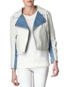Acne Studios Rita Leather and Denim Jacket - Lyst