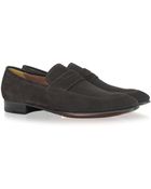 A.testoni Dark Brown Suede Loafer - Lyst