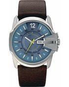 Diesel Stainless Steel and Leather Watch Blue - Lyst